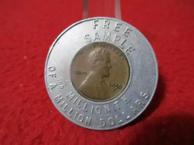 Encased 1956-D Lincoln Cent Good Luck Token Merch's National Bank Boston#T2649