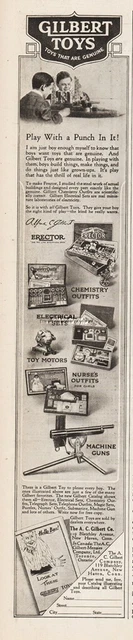 1918 Gilbert Erector Set Toy Chemistry Motors Machine Gun Nurse Outfit Print Ad