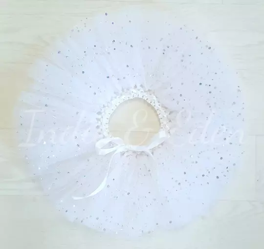 Baby Tutu white sparkle photo prop cake smash toddler skirt party