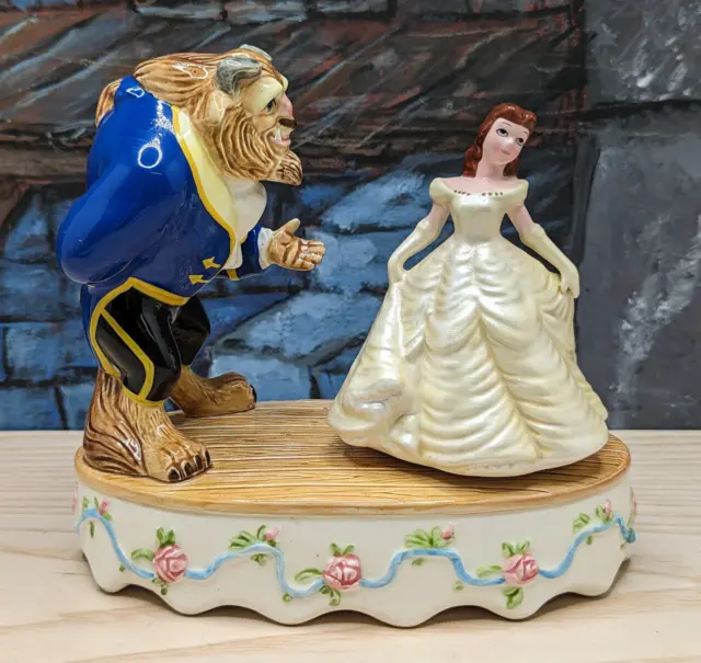 Disney Schmid Beauty and The Beast Porcelain Music box Belle Dancing 7in Works