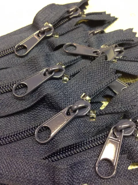 WHOLESALE LOT OF 10 LONG PULL HANDBAG ZIPPERS 14" Navy Blue #4 (5.1mm) Nylon