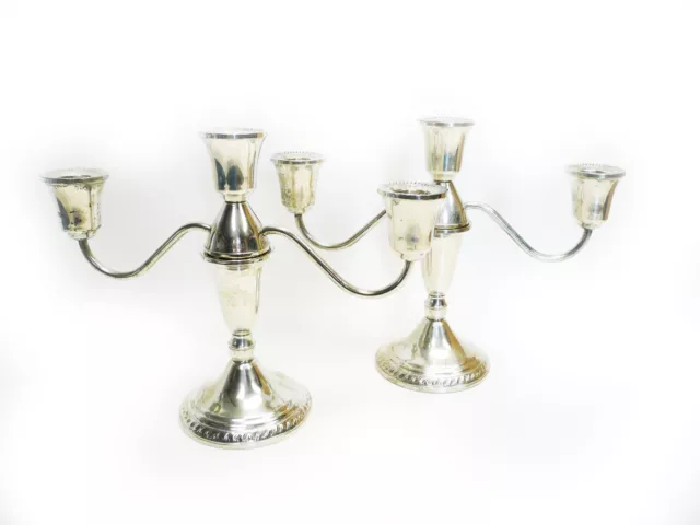 Pair of Duchin Creation Weighted Sterling Silver 3-Way Candelabra