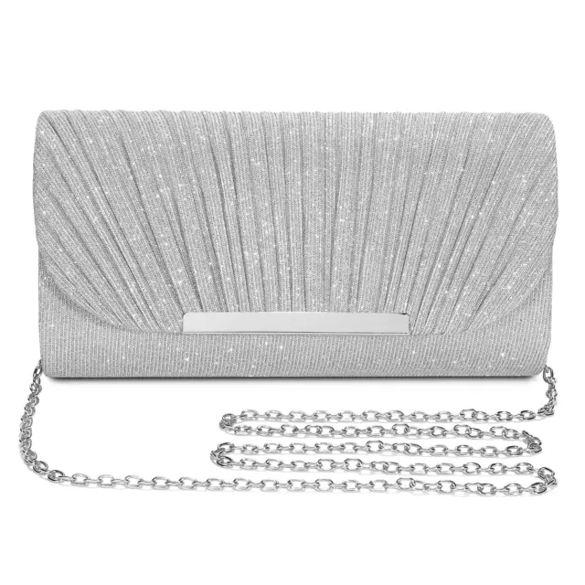 New Ladies Shiny Evening Clutch Bag Womens Wedding Party Prom Envelope Handbag 3