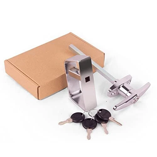 Shed Door Latch T-Handle Lock Kit with 4 Keys,BTEOBFY 4-1/2" 4.5 inch, Silver