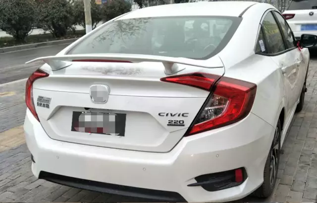 AL Style Rear Trunk Wing Spoiler for 2016-2021 Honda Civic Light ABS Pearl White 2