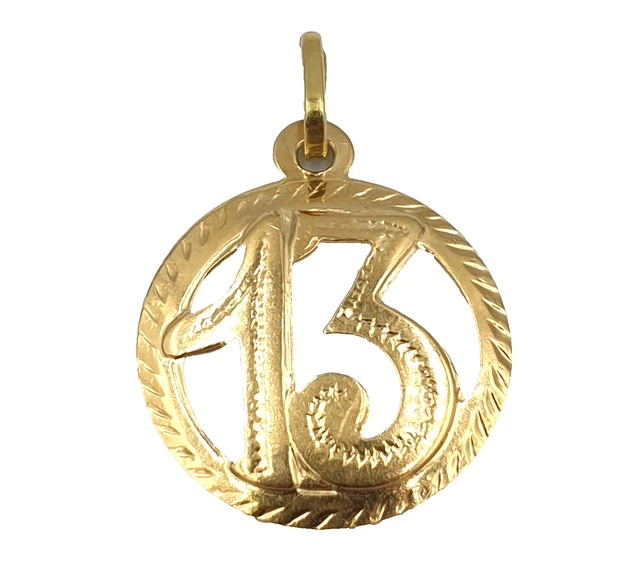 Pendentif Cœur Numéro 13 En Or Jaune 18 Carats - Porte-bonheur, Neuf Avec étiquettes