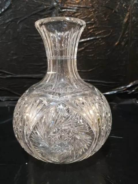 Hawkes School Cut Crystal Brilliant Glass Wine Decanter, 20th Century 7" tall