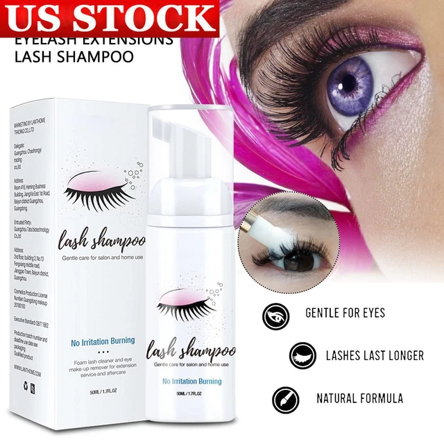 Eyelash Extension Foam Cleanser Shampoo 50ml & Brush Lash Foaming Wash CleanerH