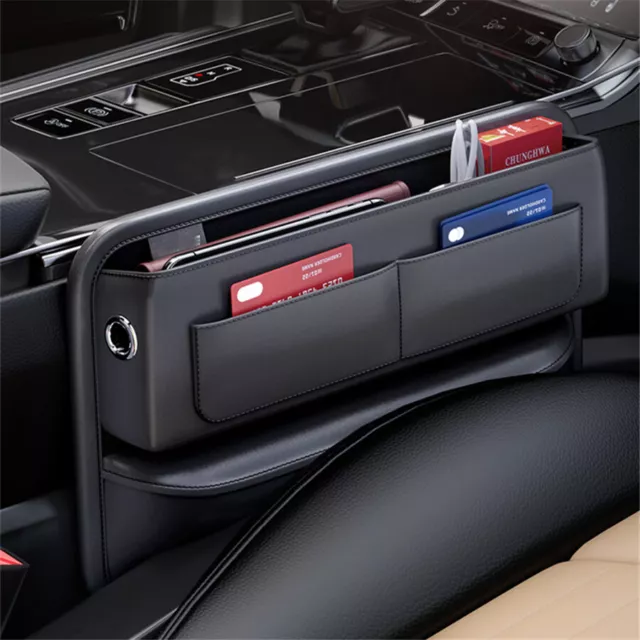 Car Seat Gap Catch Catcher Box Caddy Slit Pocket PU Leather Storage Organizer 2