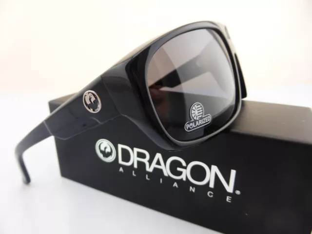 Dragon BLVD Sunglasses Gloss Black - Grey POLARISED Lenses - Made In Japan