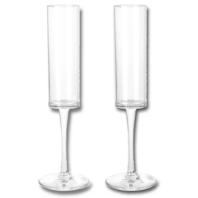 2 x Clear Champagne Flutes Glasses Party Tableware Prosecco Reusable Plastic UK