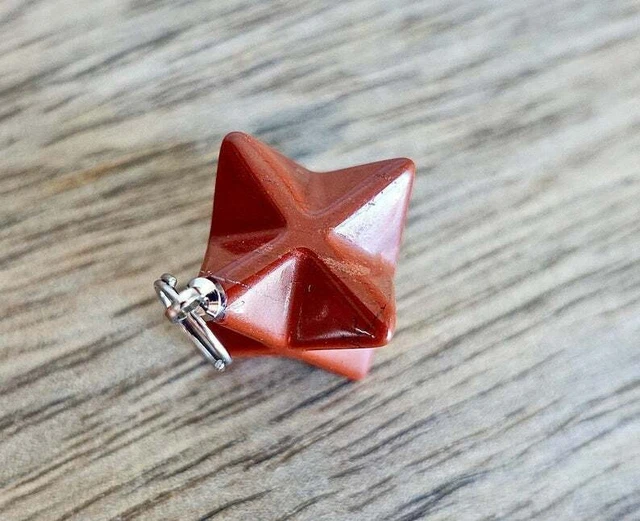 Merkaba Star Point Pendant Red Jasper Stone Healing Natural Rock Reiki Energy 3