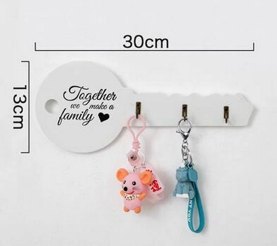 Retro Wood Wall Mount Hook Key Holder Key Shape Hook Storage Rack Hanger Decor