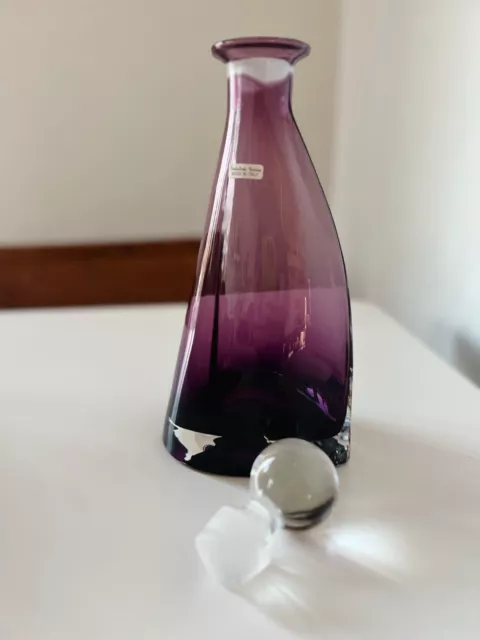 MCM Cristalleria Toscana Amethyst Purple Decanter Geometric Shape W/ Stopper