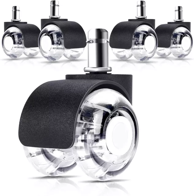 5pcs 2in Office Chair Caster Wheels Roller Style Castor Swivel Wheel Replacement