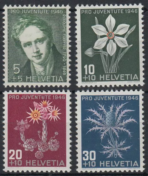 Schweiz 1946 ** Mi.475/78 Todestag Töpffer Blumen Flower Pflanzen [sv3137]