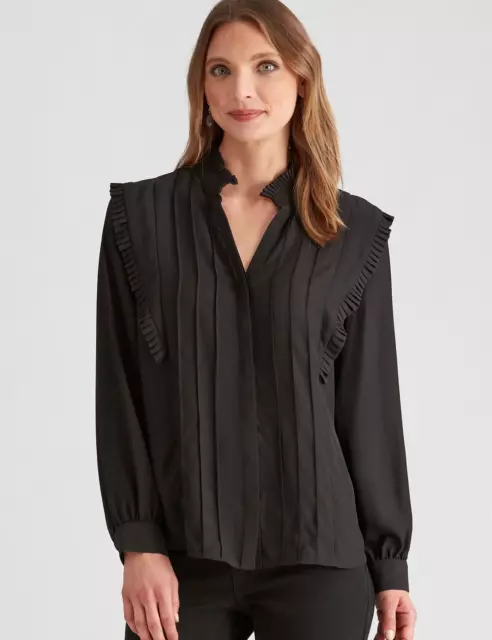 Liz Jordan - Womens Tops -  Pleat Frill Blouse