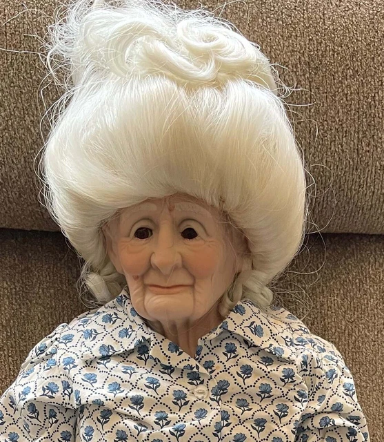 Bisque Porcelain Wm Wallace Jr Doll Old Woman Grandma 1989 Vtg Specially Made