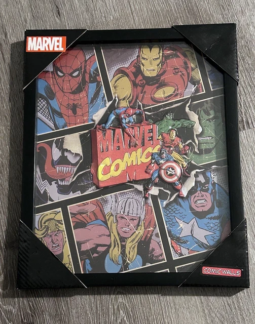 MARVEL COMIC WALLS SpiderMan Thor Hulk Wall Art 15x12” Framed Captain