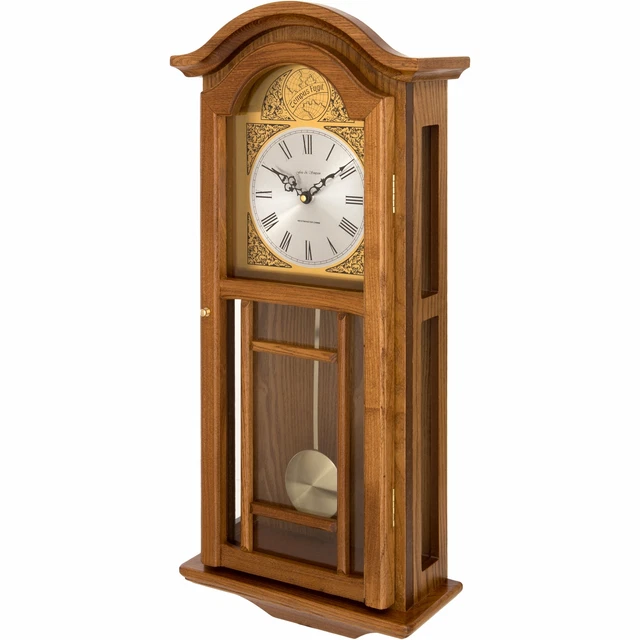 FOX AND SIMPSON Oak Coloured Pendulum Wall Clock With Westminster ...