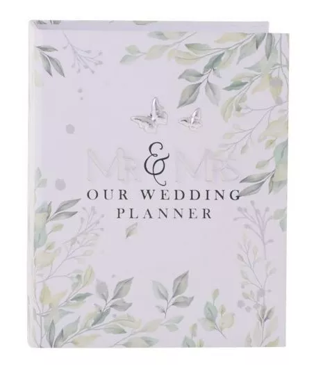 WEDDING PLANNER Mr & Mrs organiser Book diary bride details planning white green