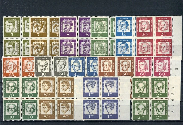 Berlin 199 - 213 Bedeutende Deutsche  Viererblock Satz postfrisch  (G2471)