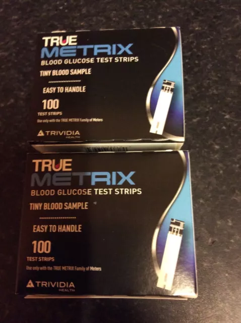 True Metrix Blood Glucose Test Strips Box 2 Boxes x 100 = 200 New and Sealed.