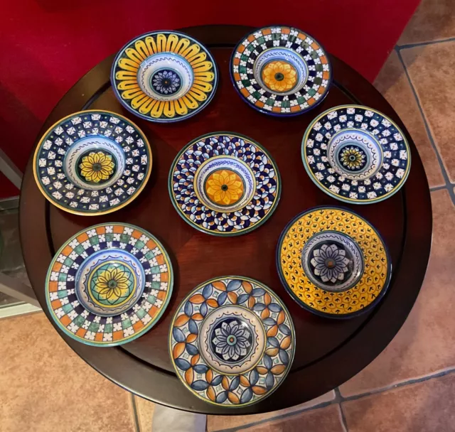 Stunning Set Of 8 Deruta Italy Fine Ceramic Dipping Dishes Handmade Hand-Painted