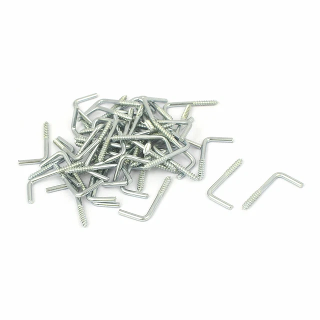 Home Wall L Shaped Self Tapping Metal Screw Hook Picture Hanger M3x25mm 50pcs