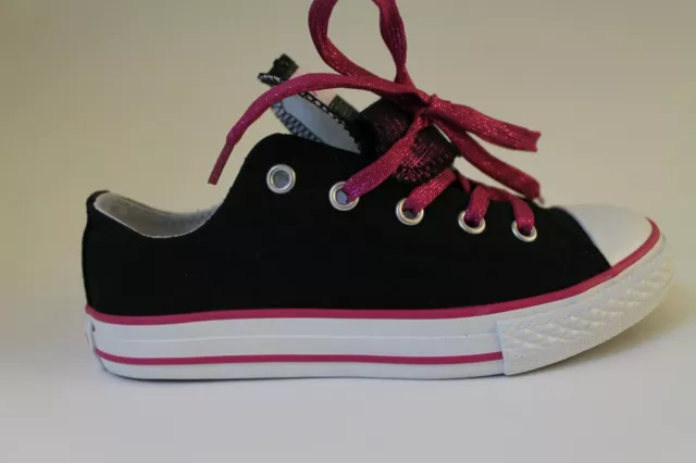 Converse CT DBL TNG OX Rose Black Shoes Trainers UK1 UK2 Kids All Star Chuck