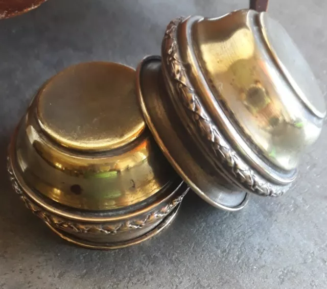 Maison De Poupée, Rares Miniatures / 2 Cache Pots en Laiton Superbes Diam.5,3cm