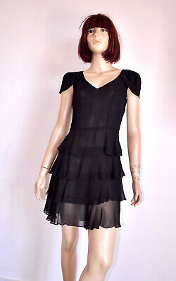 Vestito Burberry London Abito Elegante Tubino Dress Nero S chiffon skirt Black