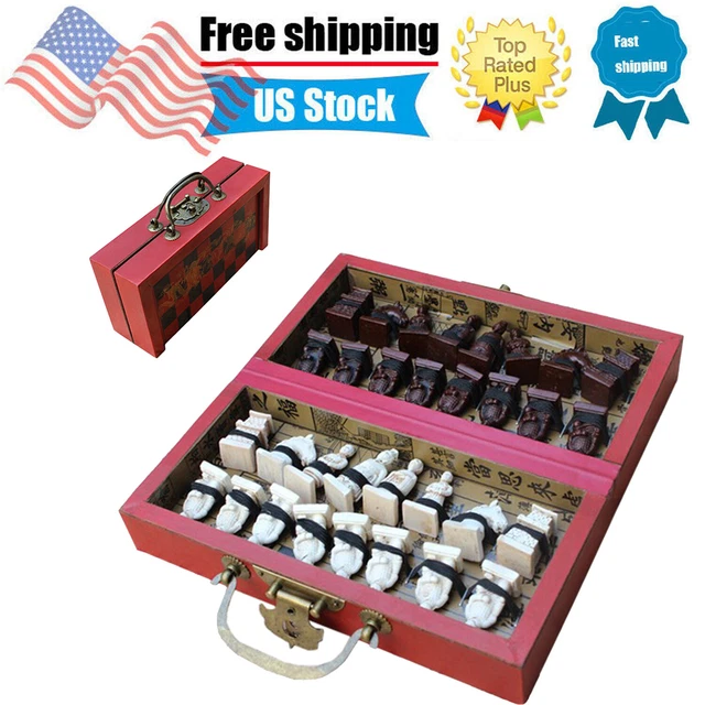 Generic Jeu d'échecs chinois (Xiangqi) 32 pièces en bois pour jeux familiaux traditionnels, adolescents, adultes