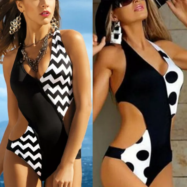 Womens Swimwear Bikini One Piece Monokini Swimsuit Push Up Cut Out Beachwear