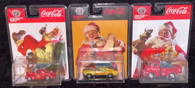 2022 M2 Machines Coca Cola Christmas Holiday SET of 3 SANTA Limited Edition