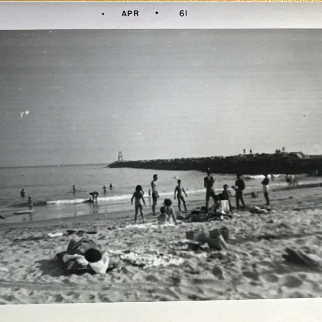 VINTAGE PHOTO 1961 Corona Del Mar California beach town view ORIGINAL snapshot