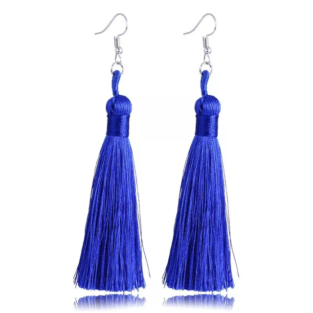 Boho Long Tassel Earrings Silver Big Dangle Long Drop Tassle Trendy Fashion UK