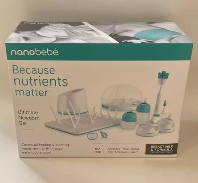 Nanobebe Ultimate Feeding & Cleaning Newborn Set, Bottles, Sterilization & More