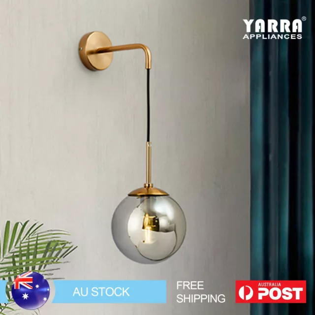 Indoor Wall Light Adjustable Bedside Wall Lamp G9 Smoke Glass Globe Shape