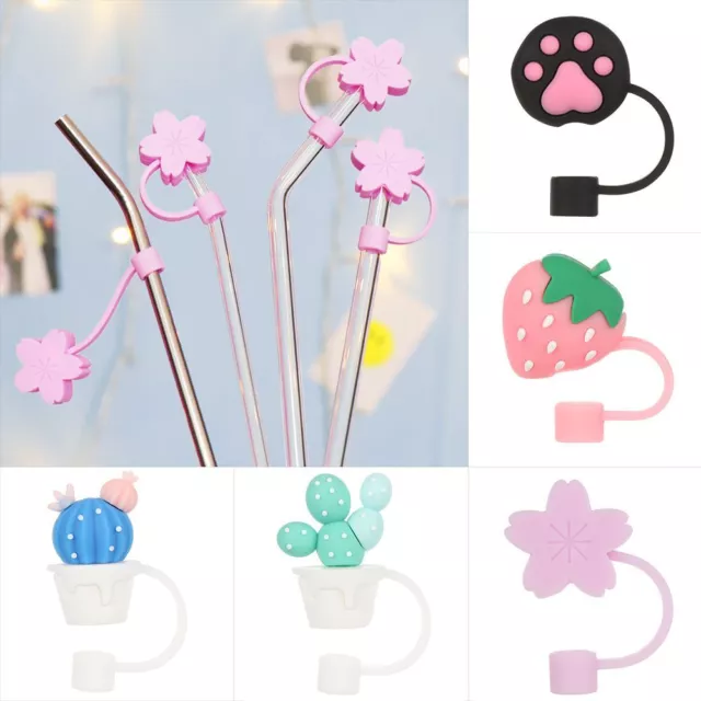 Cute Silicone Straw Plug, Reusable Cartoon Animals Plugs Cover, Drinking Dust Cap, Splash Proof Straw Tips, Cup Straw Accessories (Bear)