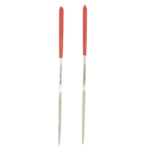 Tout Neuf Diamant Limes 2 Pièces Forme Acier Argent + Rouge Carré Rectangle