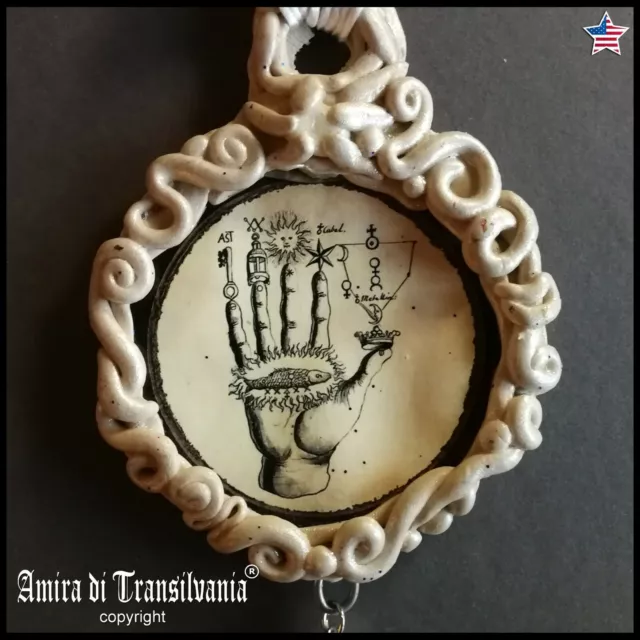 hand help helpful alchemical talisman pendant amulet necklace wicca jewelry bib