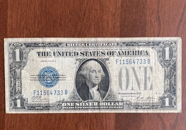1928 $1 Silver Certificate Funny Back Note,Blue Seal, Circ M48