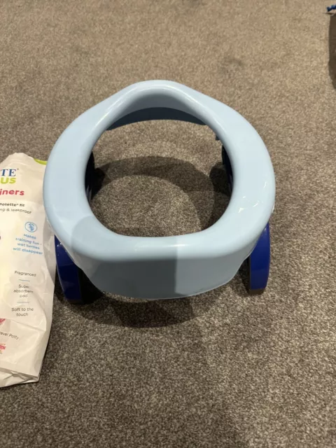 Portable Foldable Potty. Pottete Plus Blue,  Disposable Liners Incl. Barely Used 3