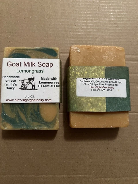 Goat Milk Soap Lemongrass. All Natural No Chemicals 3.5 oz. 2 Bars New