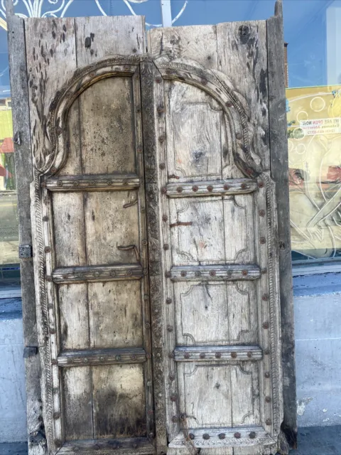 Old wooden gates Spanish style European Old rustic 84x44