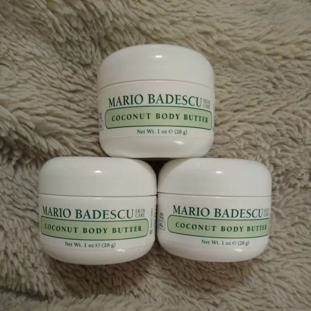 Mario Badescu Skincare Coconut Body Butter Travel Jars - Sealed 1 oz -Set of 3!