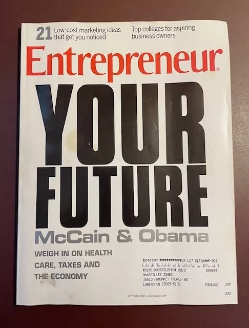 Entrepreneur Magazine October 2008 McCain Obama Healthcare Tax Economy Business