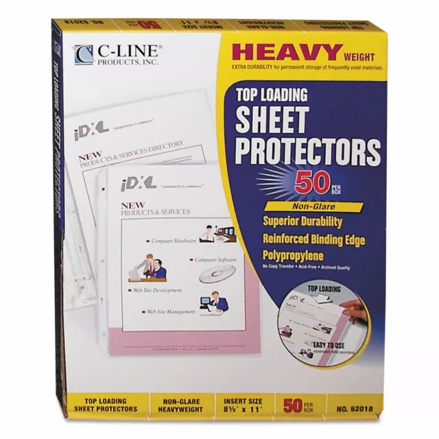 C-Line Heavyweight Polypropylene Sheet Protector Non-Glare 2" 11 x 8 1/2 50/BX