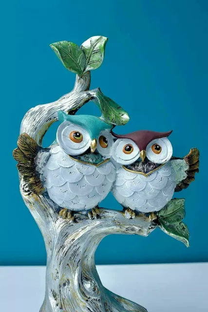 Owl Pair Sitting on Tree Showpiece Statue Sculpture Decorative Idol 30 cm 2